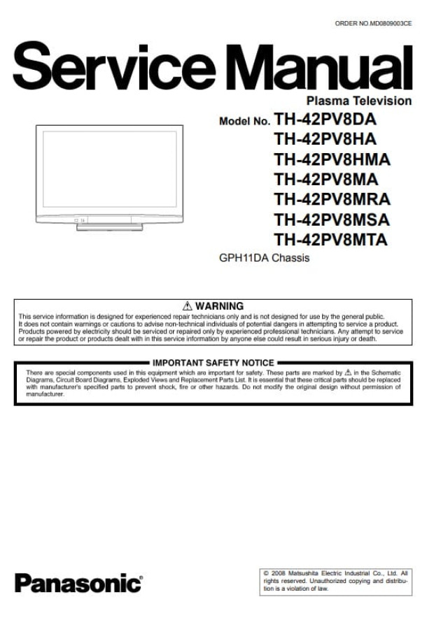 GPH11DA_TH-42PV8DA, TH-42PV8HA, TH-42PV8HMA, TH-42PV8MA